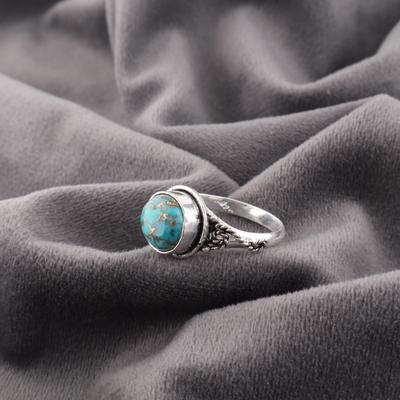 Blå Kopparturkosin Ring Ädelstenssmycken, 925 Massivt Sterlingsilver Ring, Handgjord Smyckesring, Gåva Till Hennes