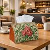 1pc Botanical Peony Flora Tissue Box - Red Green Classic Nature Napkin Storage Box, Suitable for Rolls/Facial Tissues/Single Sheets, Two Sizes Availab