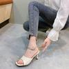 Women High Heels Slippers 2025 Summer New Fashion Square Toe Flip Flops Sandals Design Open Toe Slingback Slides Female Pumps