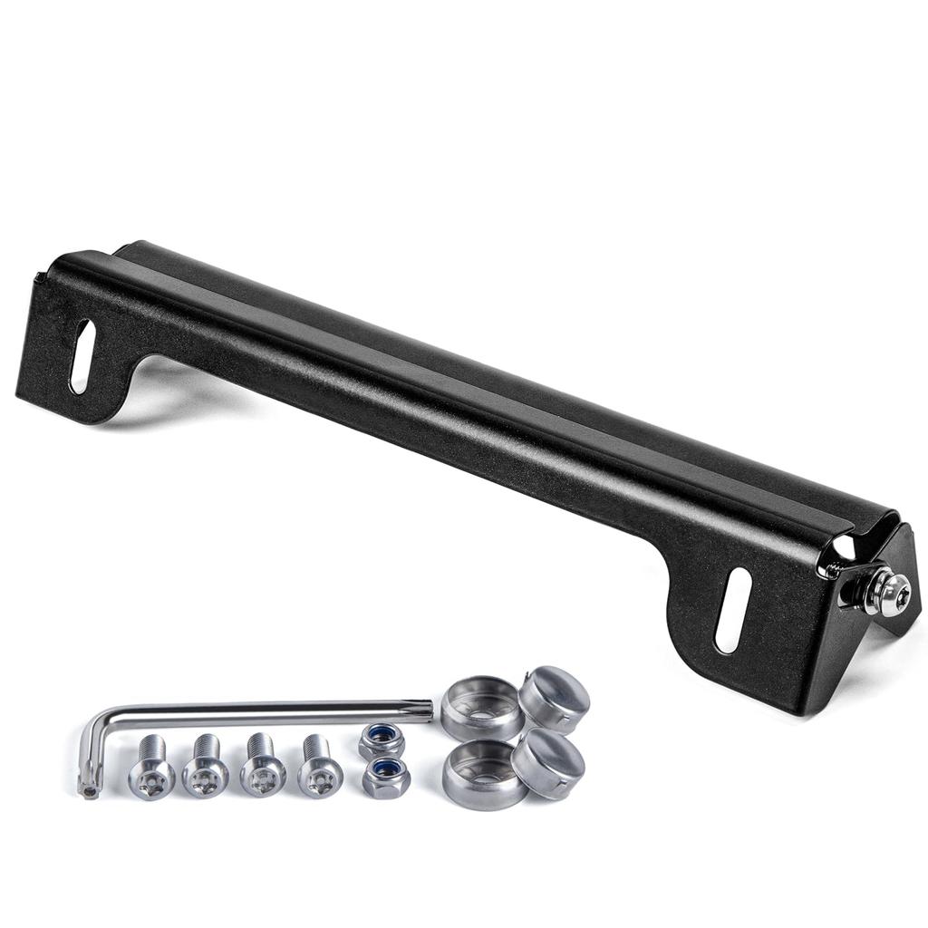 AX2V License Plate Bracket with Anti-Theft Screw Set, for Cars, Adjustable Angle and Height, Stainless Steel, 1 Piece, Black