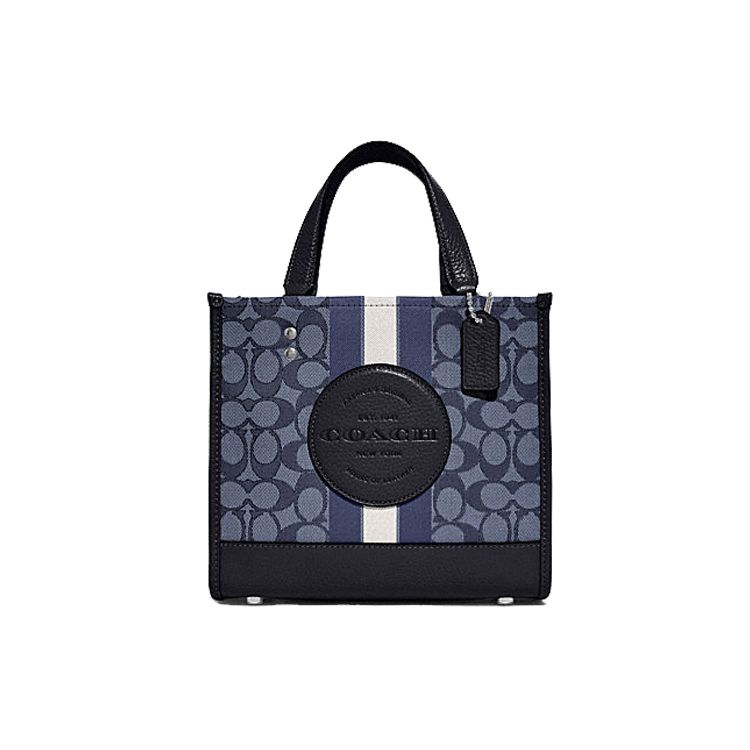Coach Dempsey Tote 22 Signature Jacquard Silver Blue Multi Daily Commute C8417-SVVGD Basic Set (Bag+Dust Bag)