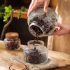Vintage Begonia Pattern Glass Sealed Jar Storage Box Kitchen Household Dried Fruit Snacks Large Capacity Storage Jar Container