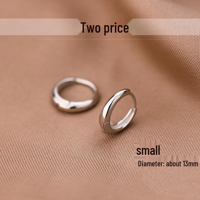 Sterling Silver Polished Circle Hoop Earrings: Minimalist High-End Round Ear Cuffs for Women