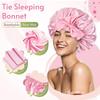 Ladies Satin Ribbon Round Cap Satin Bow Nightcap Hair Care Cap Extra Large Beauty Hair Care Cap