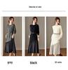 Chic French Patchwork Knit Dress for Women - Autumn/Winter 2025 Slimming Wool Base Layer with Tie-Up Detail