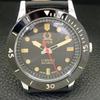 HAND-WINDING VINTAGE TITUS TURNABLE BEZEL SWISS MENS BLACK DIAL WATCH A700241-5 R202-a700241