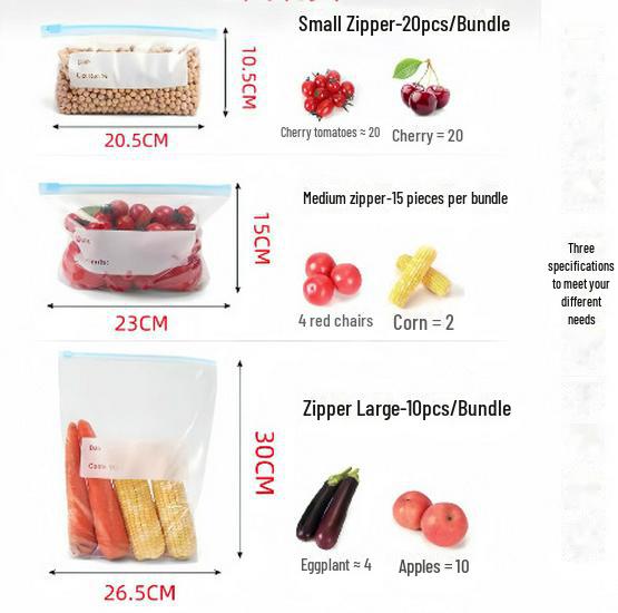 

Герметичные пищевые пакеты для хранения на молнии с замком-слайдом и утолщенной расширенной конструкцией Small 20 pcs [20.5*10.5+2]