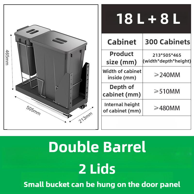 

Kitchen Cabinet Embedded Trash Can Hidden Trash Bin Large Capacity Built in Litter Bin Rectangular Plastic Double Bucket Dustbin