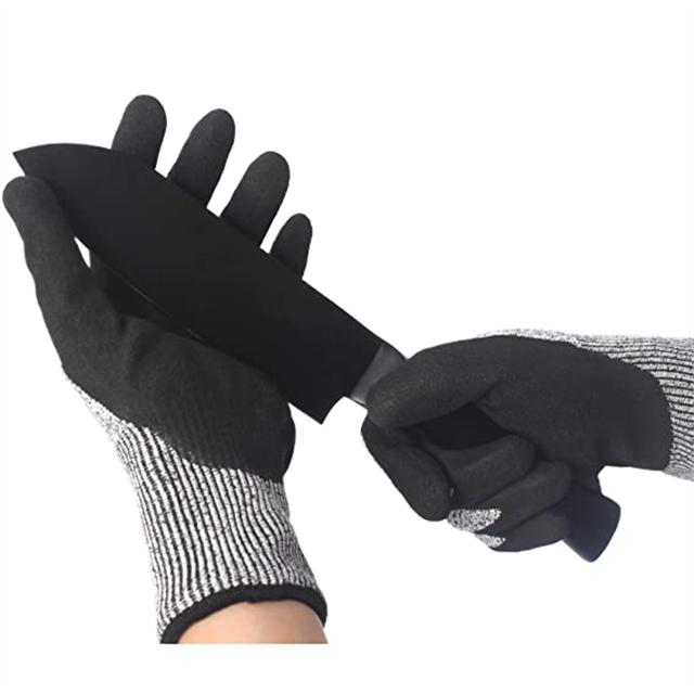 Cut Resistant Work Gloves HPPE Nitrile Coated Hands Anti Cutting Safety for Men (as the picture,Cut-Protection Gloves&S)