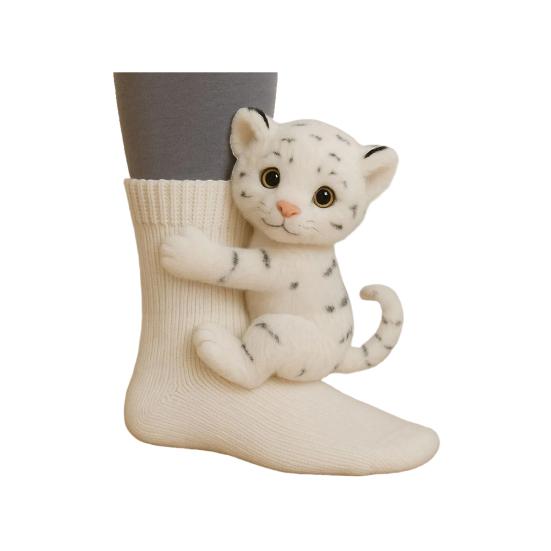Chaussettes Animales en Peluche 3D Chaussettes Tricotées Mignonnes avec Animaux Moelleux Chaussettes Amusantes Extensibles Paresseux Chat pour Amoureux des Animaux Cadeau de Noël