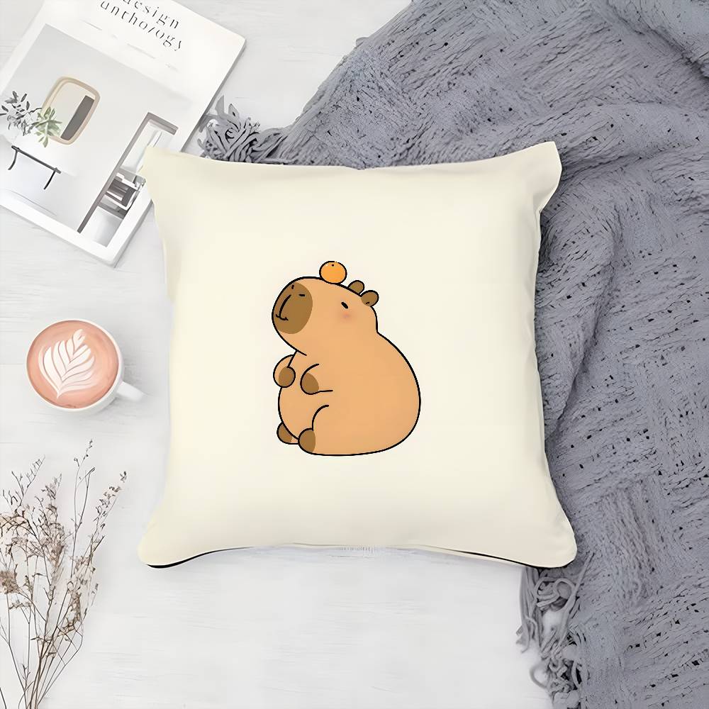 

Cute Cartoon Animal Kapibala Pillow Case Printing Pillowcase Living Room Sofa Cushion Cover Bedroom Room Decor 12x12Inch