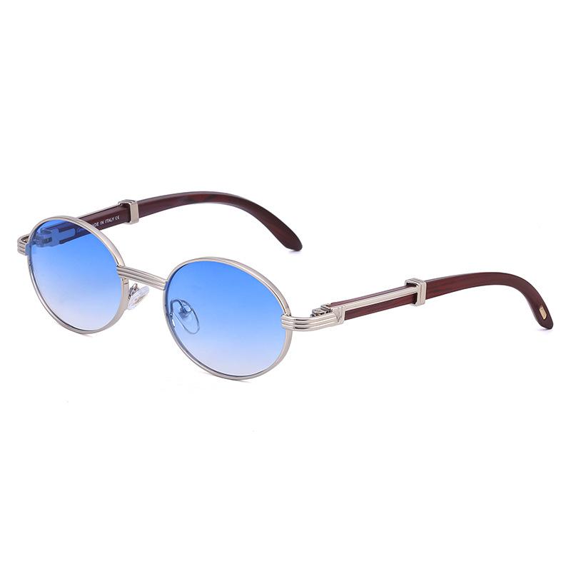 JYL TS Unisex Retro Round - Wood-Grain Adjustable UV-Blocking Shades 7868