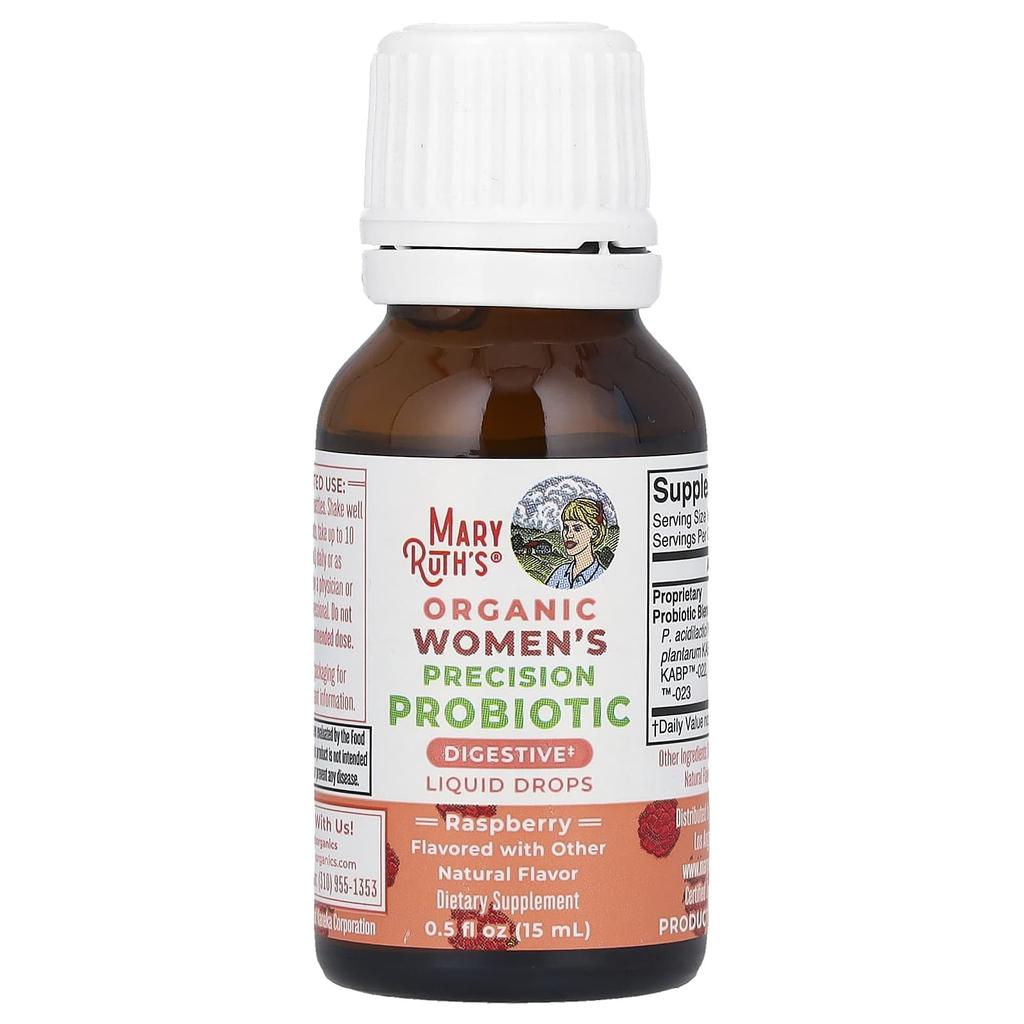 MaryRuth's, Organic Women's Precision Probiotic, Liquid Drops, Raspberry, 2 Billion CFU, 0.5 fl oz (15 ml)