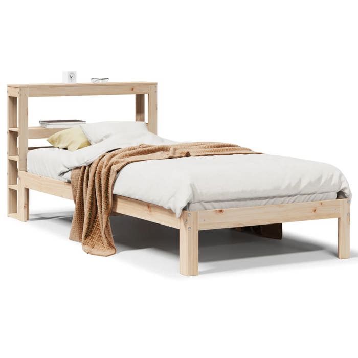 VidaXL Bed Frame with Headboard 90x190 Cm Solid Pine Wood, Bed, Bedroom Furniture, Wooden Bed, Single Bed, Frame 3306033