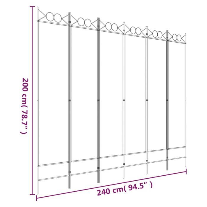 350160 vidaXL Room Divider 6 Panels Anthracite 240x200 Cm Fabric