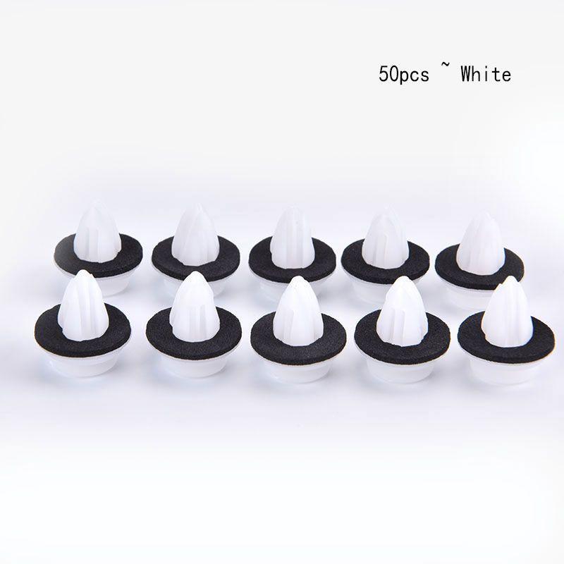 50 шт. Универсальные автомобильные крепежные клипсы Фиксирующие клипсы для дверных панелей Клипсы для бампера белый