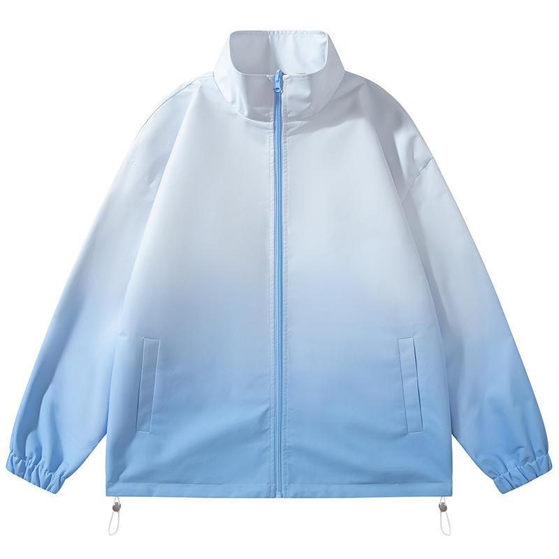 Двусторонняя мужская куртка градиентного цвета на молнии с воротником-стойкой — фото 3