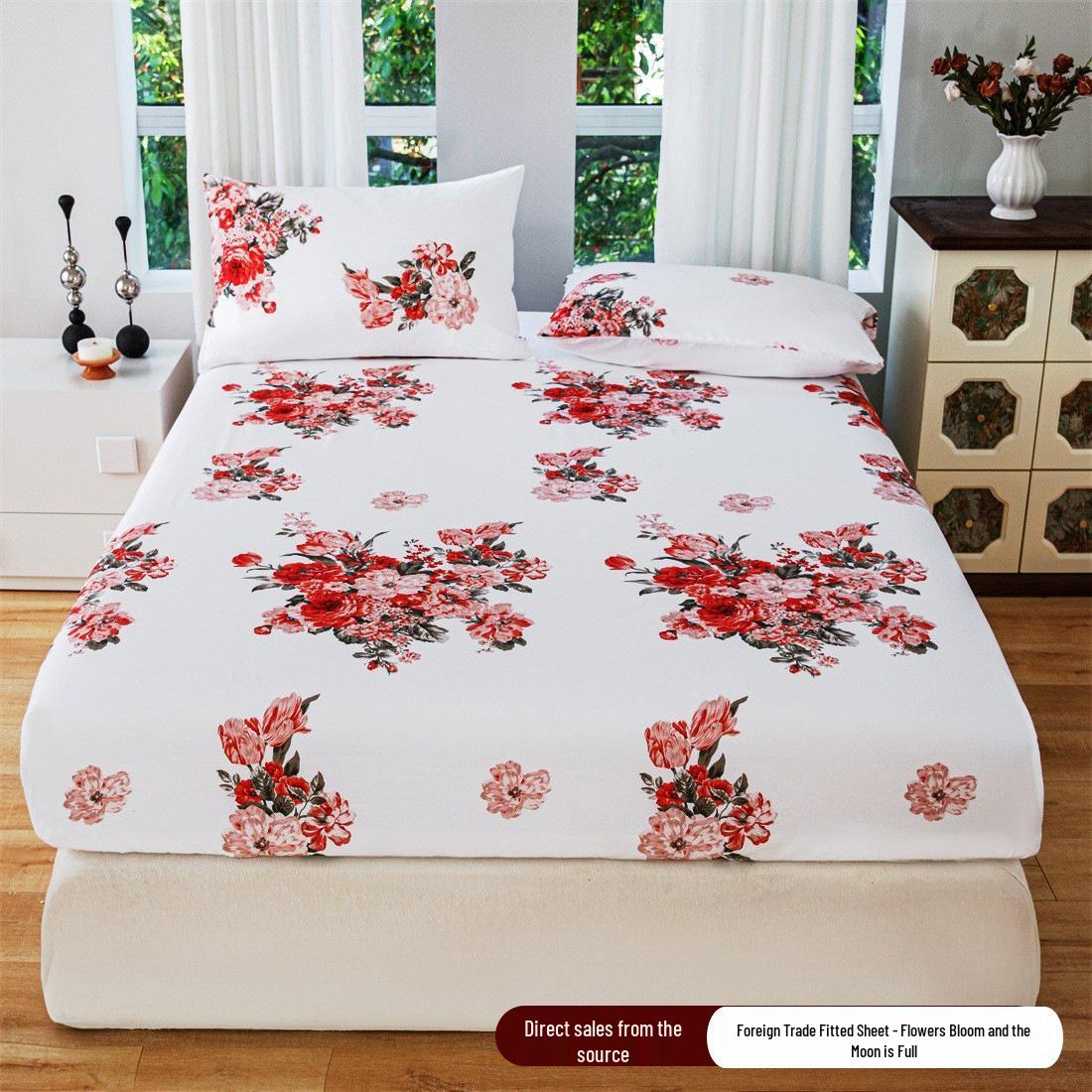 Комплект из цветочной непромокаемой натяжной простыни и наволочек Pillowcase 50*75cm, 1 piece gray