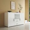 Buffet Bahut 2 portes 2 tiroirs | 140 x 80 x 40 cm | Couleur Blanc Brillant | Rangement | ROQUE