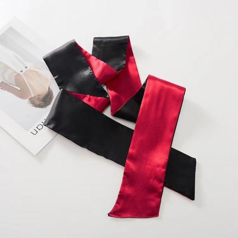 Women Narrow short Scarf Solid Color Chiffon Silk Rubber Black Bag Ribbon Headbands Choker Streamer Lady Accessories