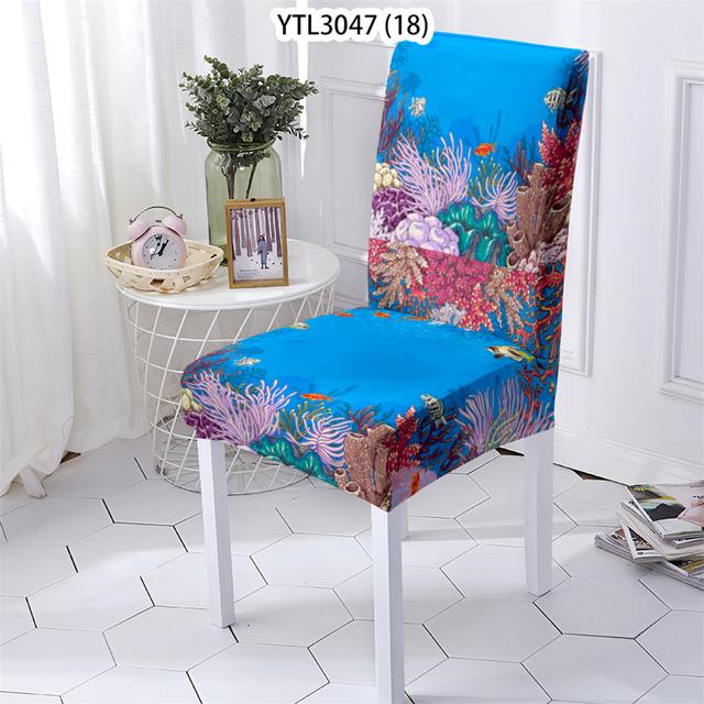 Чехол для офисного стула в стиле океана в стиле животных растягивающиеся чехлы на стулья чехол для кухонного стула чехол для стульев с коралловым узором домашний Stuhlbezug 1PCS 2527₽
