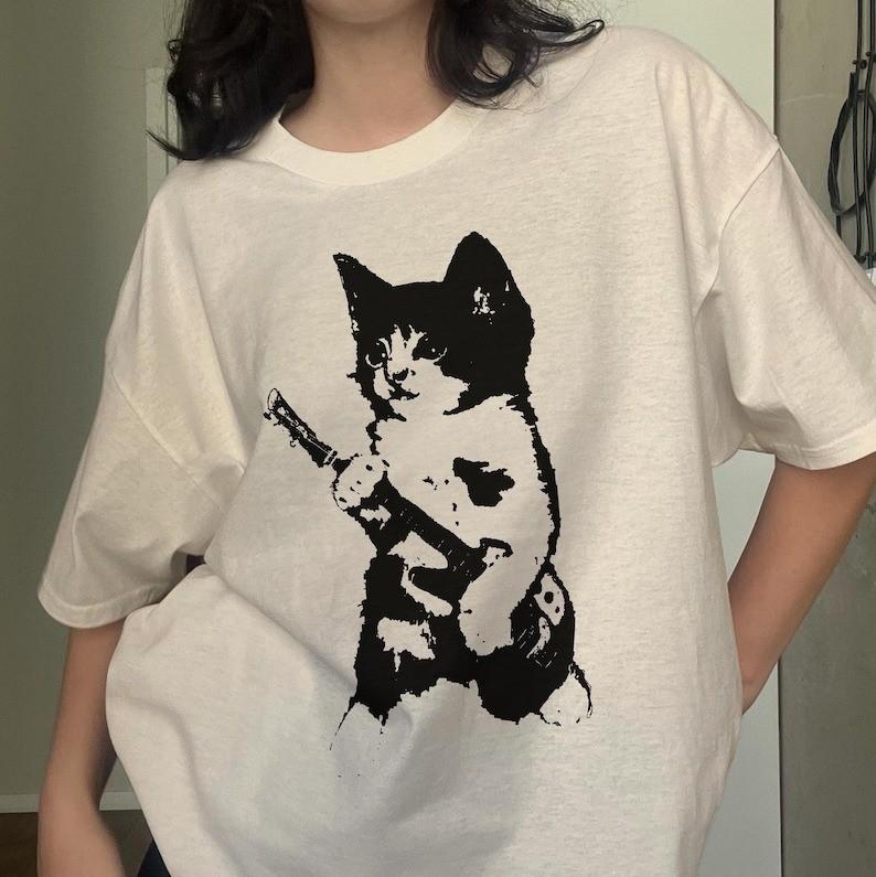Rockstar Kitten Y2K Shirt 90s Aesthetic Vintage Kitten Y2K TShirt Rockstar Gf Unisex T-Shirt XXL