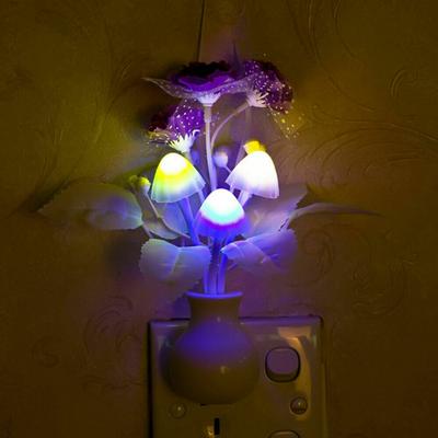 Hot! LED Lilac Night Lamp Lovely Colorful Mushroom Romantic Lilac Night Lamp With Smart Light Sensor