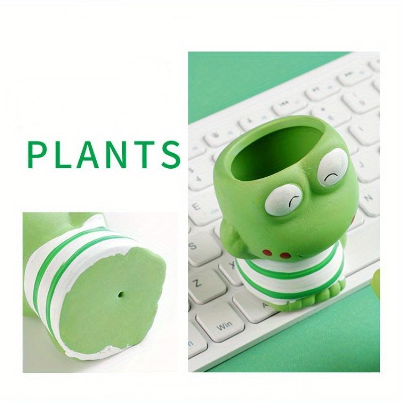 1pc Ceramic Flowerpot Mini Couple Frog Shaped Cartoon Cute Potted Plant Desktop Frog Plant Pot DIY Desk Decorate