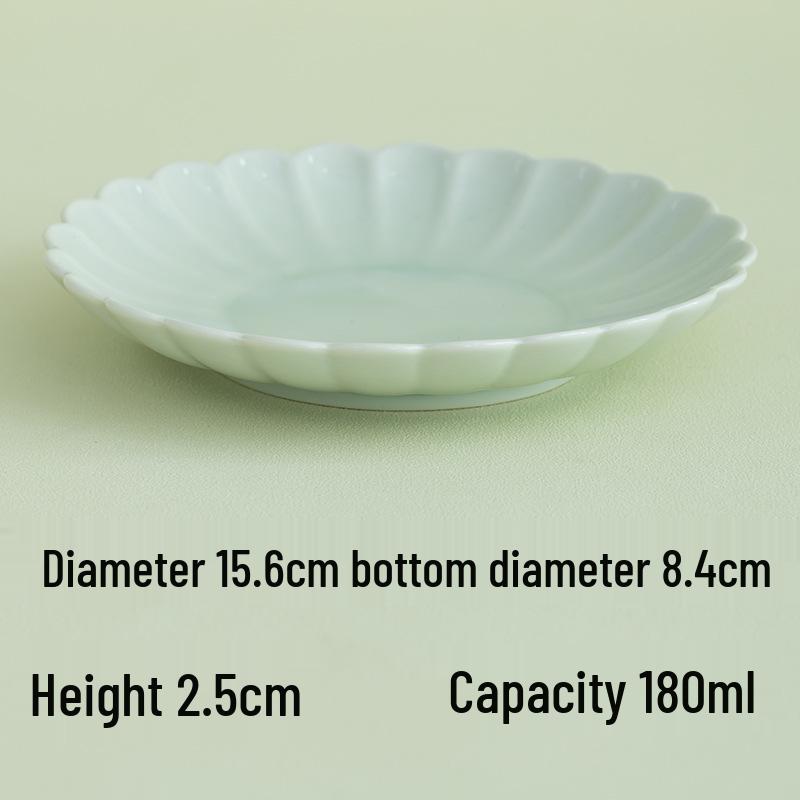 

Bluish Petal Dehua Ceramic 6.1 Shallow Dessert/Side/Snack/Pastry Plate