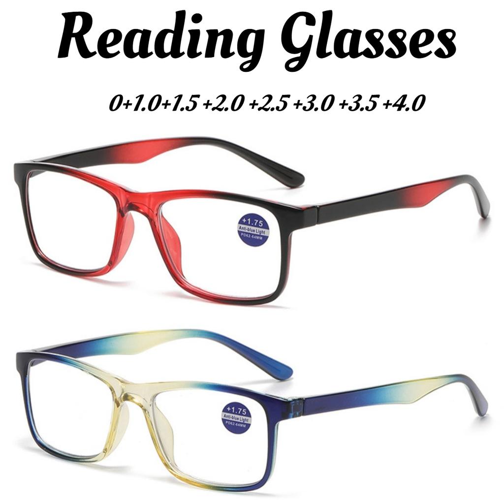 Fashionable New Square Full-Frame Hd Hyperopia Glasses Neutral Fashionable New Blue Light Blocking Reading Glasses +3.5+4.0