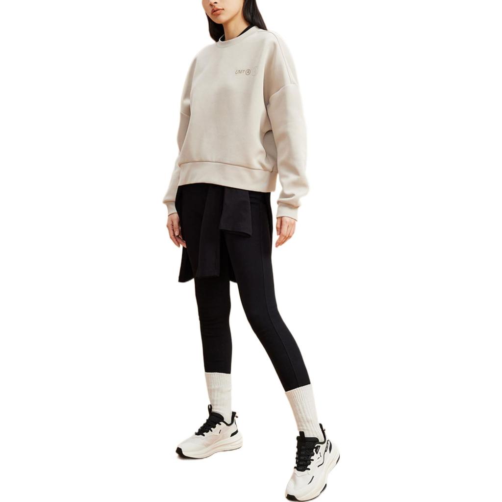 Anta Training Series Solid Color Round Neck Pullover Long Sleeve Sweatshirt Women sweatshirt Light-Gray 962237745-1