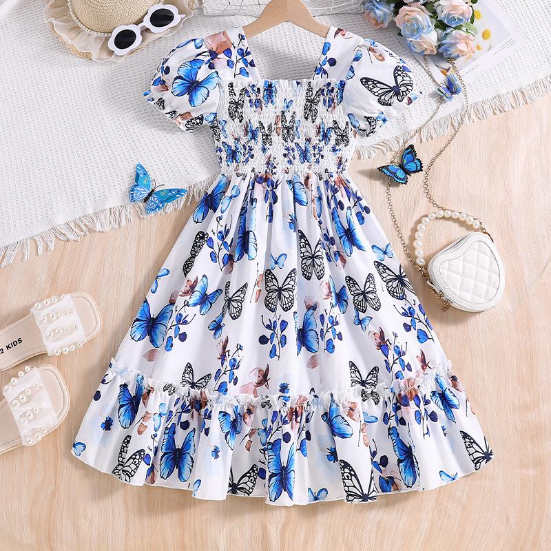 2025 Lato Sukienka z bufiastymi rękawami dla dziewczynek Sukienki księżniczki