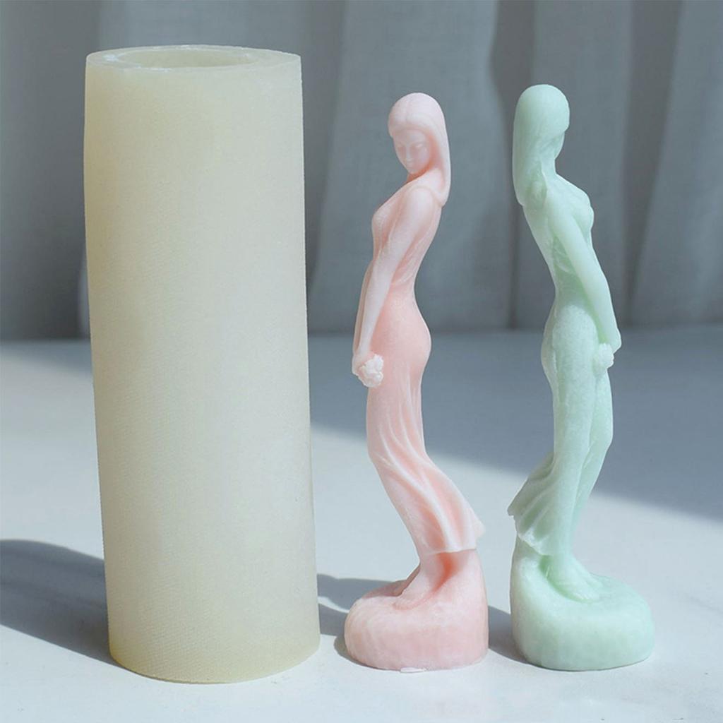 Silicone Resin Candle Mold A Slender Girl Flower Cake Chocolate Fondant Mold Aromatherapys Plaster Epoxy Mold Home Decor