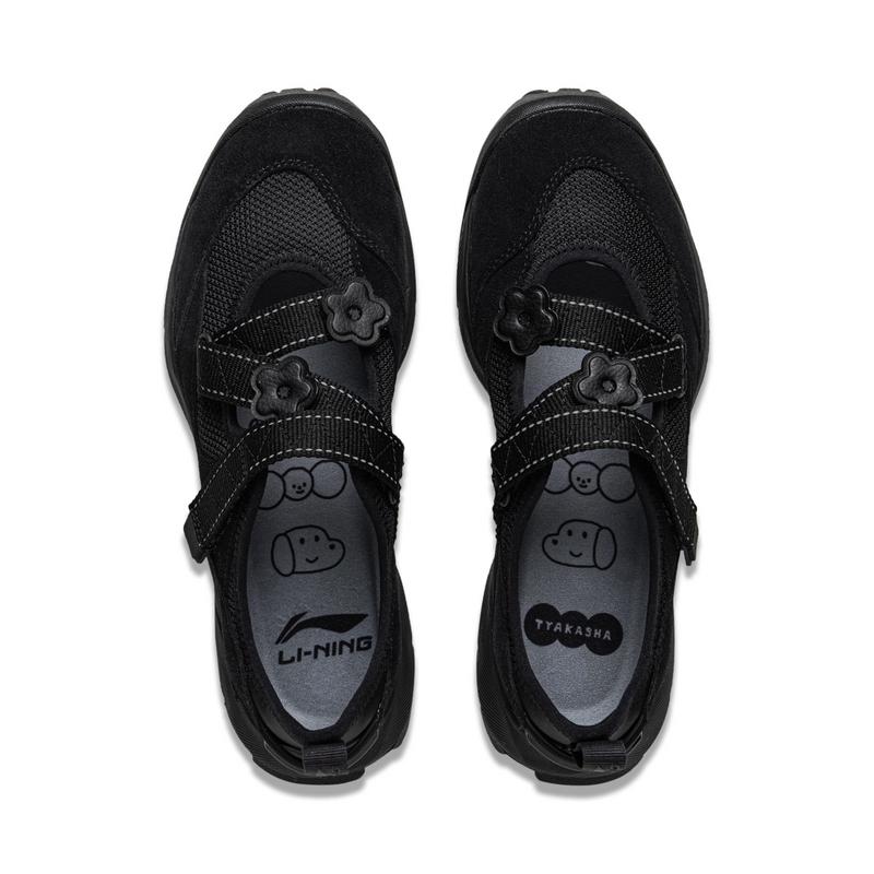 Tyakasha X Li Ning Mulan Mary Jane Sports Trendy Non-Slip Breathable Low-Top Casual Shoes Women Casual Shoes Black AZGV154-2