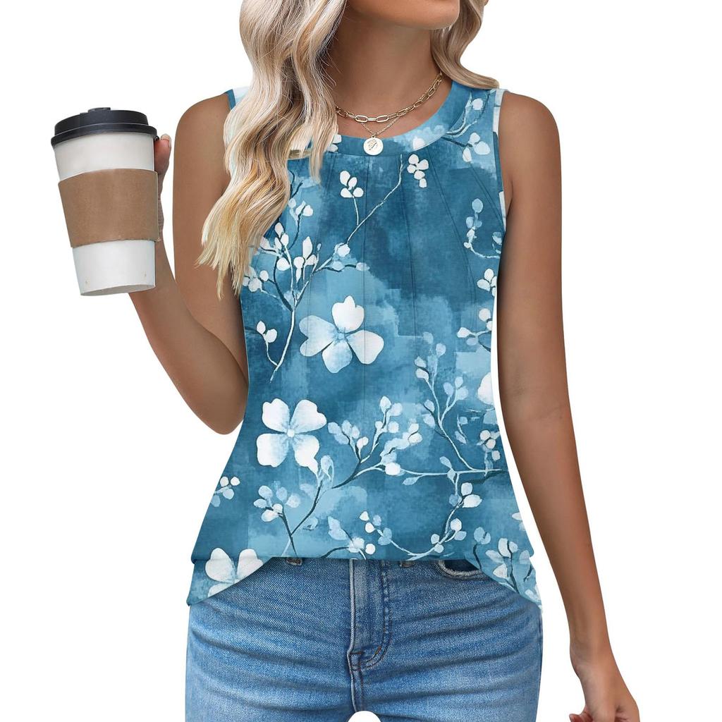 Womens Casual O Neck Loose  Sleeveless Top T-shirt  Summer Tank Tops For Women Tank Camisole Sleeveless Basic Tops