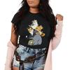 Cute cat HIMI cartoon print fashionable short sleeved round neck daily versatile Womens Tshirt suitable for all seasons