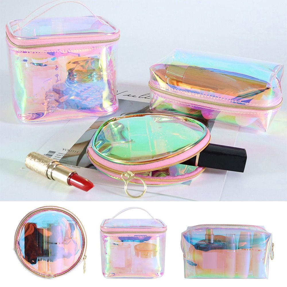 

PVC Storage Bag Colorful Transparent Cosmetic Handbag Durable Makeup Bag Travel Outdoor