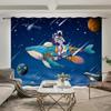 Outer Space Astronaut Pattern High Blackout Curtains Whale Planet Sci-Fi Indoor Shading Drape Children Bedroom Curtain New Style
