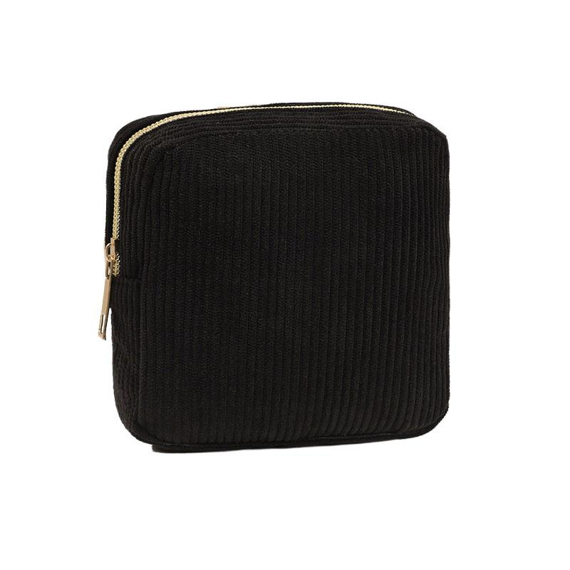 Small Makeup Bag for Purse Mini Cosmetics Bag Corduroy Cute Cosmetic Pouch for Women with Slip-in Pockets Storage Clutch