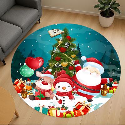 1 Stück Weihnachten Weihnachtsmann Runder Stuhlmatte Teppich - Rutschfest, Fußmatte für Büro, Schlafzimmer und Innenraumdekor c1125230