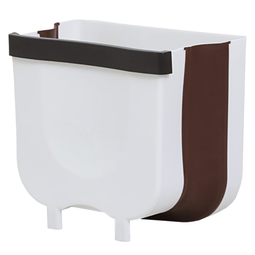 Astro Small Brown Folding Kitchen Trash Can with Hanging Holder (821-22)