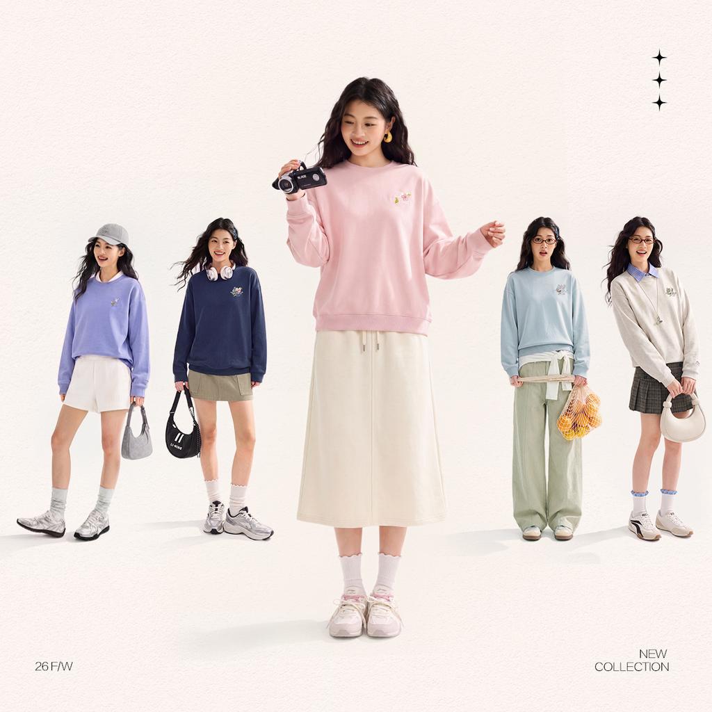 Li-Ning Sports Lifestyle Series Letter Minimalist Versatile Fashion Loose Sweatshirt Women sweatshirt AWDWF06-7