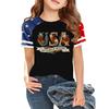 Casual Short Sleeve Crew Neck T Shirt with USA Print and Graphic Design for Independence Day Celebration Lightweight Breathable Fabric