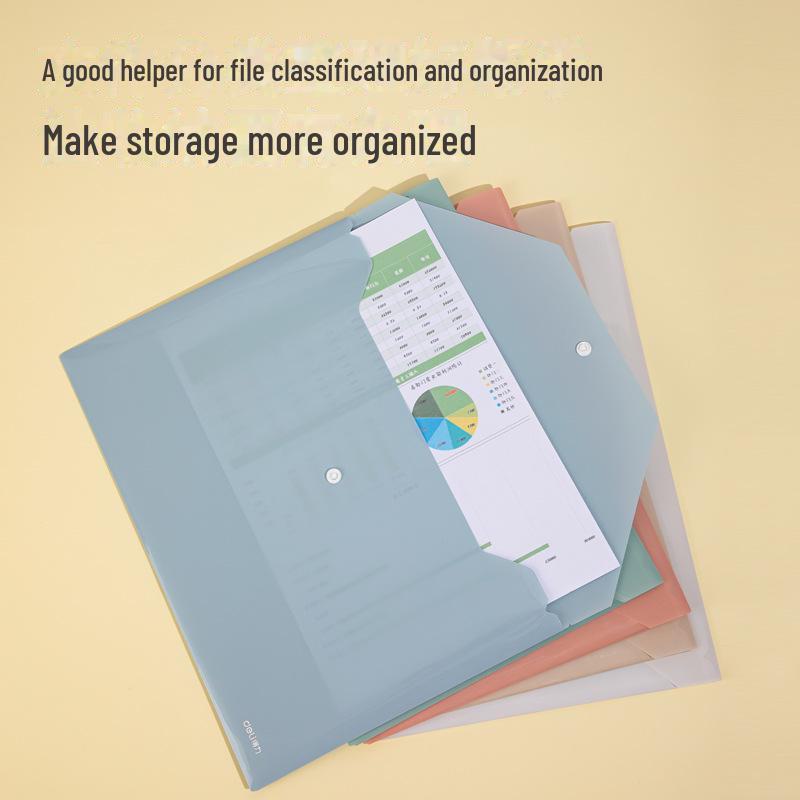 A4 Snap Closure File Bag - Colorful Thick Storage for Documents and Stationery