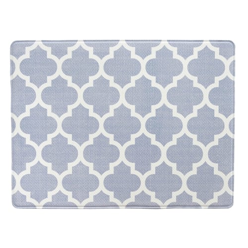 OKA Quick Wipeable Bathroom Mat, Approximately 45cm x 60cm, Gray (Moroccan) (Wipeable PVC)