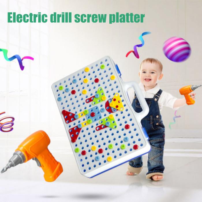 Fesselndes DIY Elektrische Bohrmaschine Schraubenmontage Puzzle Baustein Lernspielzeug für Kinder