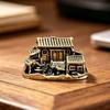 Brass Farmhouse Courtyard Castle Statue Architectural Model Ornament Home Decor Fairy Garden Miniatures Fish Tank Decoration