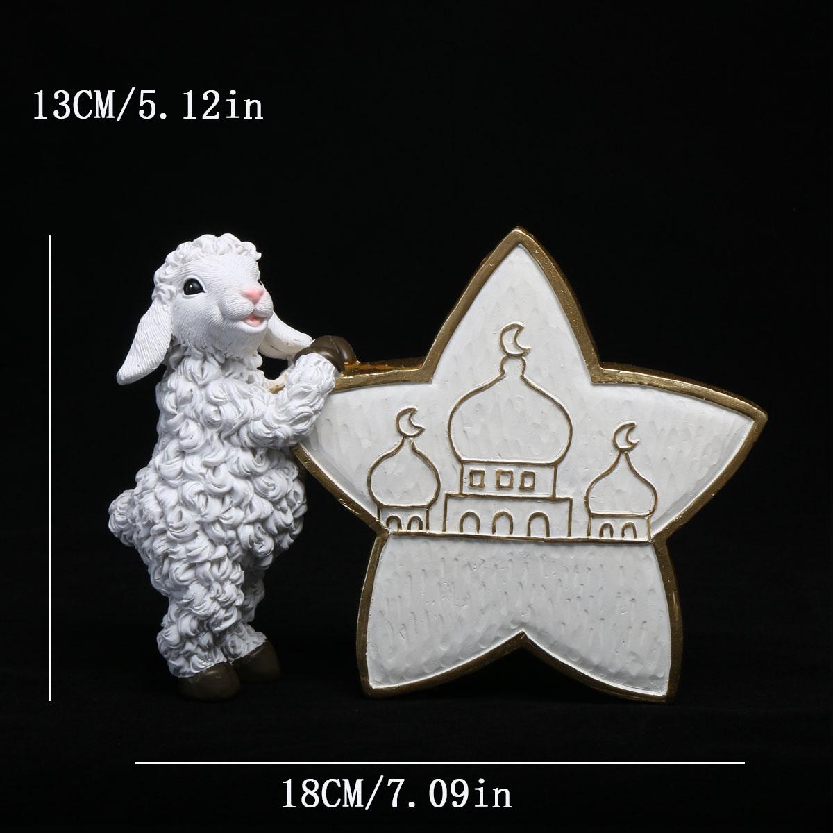 

1pc, Adorable Ramadan Lamb Decoration - Unique Resin Desktop Figurine with Creative Design, Durable Construction, and Compact Si