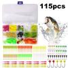 115pcs T Tail Soft Bait Set with Jig Head Hook Fishing Lure Accessories Set Soft Fishing Lure Tackle Box