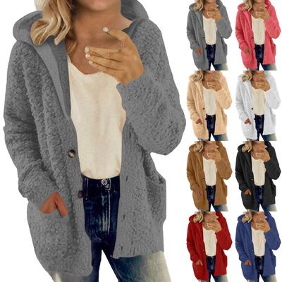 Senhoras Moda Casual E Inverno Novo Cardigan Casaco Plush Moda Cor Sólida Casaco